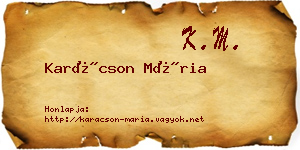 Karácson Mária névjegykártya