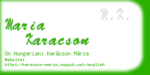maria karacson business card